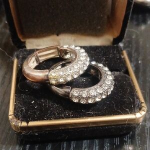 Crystal Pavé Hoop Ring in Silver Tone